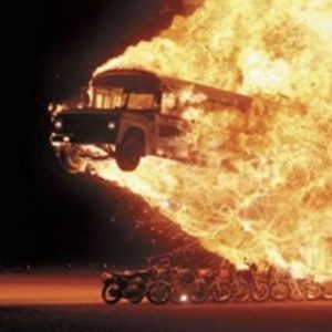 Some days you're the flaming bus... and some days you're the motorcycles.